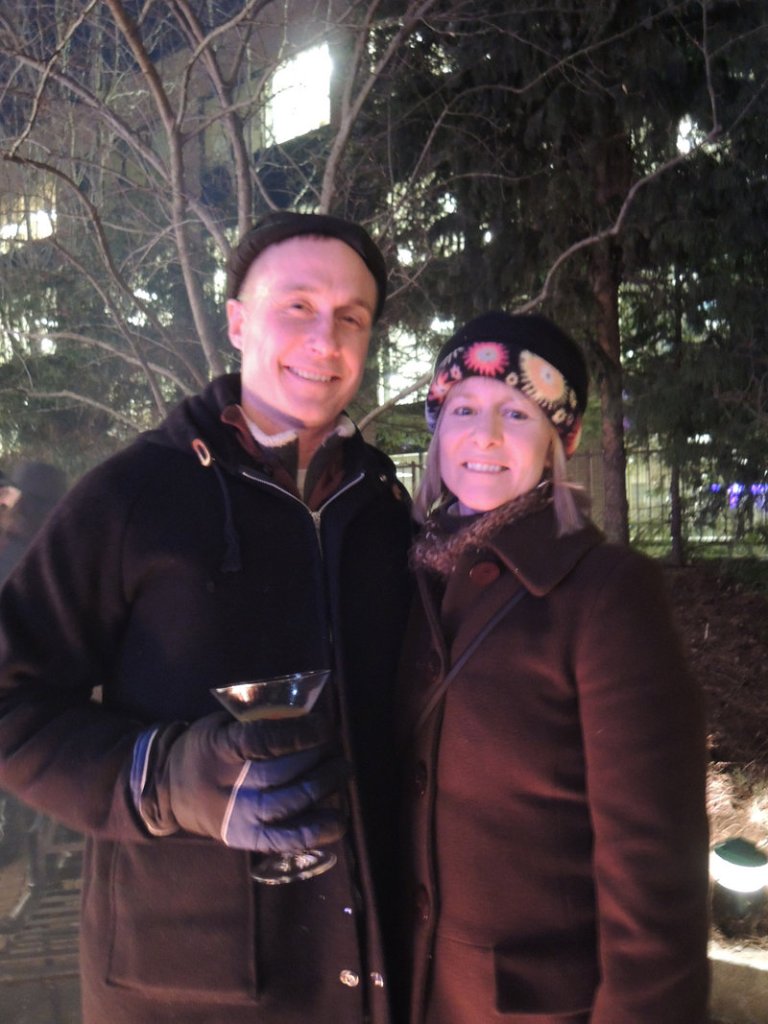 Chris and Carol Zechman of South Portland enjoy fireside martinis at the annual Ice Bar event.