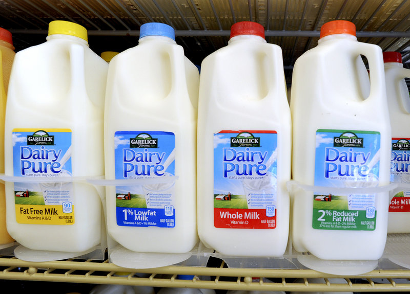 Garelick Farms milk is sold at a 7-Eleven in Portland on Thursday. The Garelick Farms facility in Bangor has been closed by its parent company, Dean Foods.