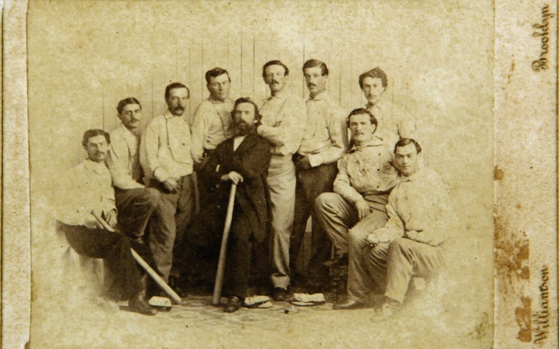 This 1865 card of the Brooklyn Atlantics was found by a picker in Baileyville and was auctioned off for $92,000 at the Saco River Auction Company on Feb. 6, 2013.