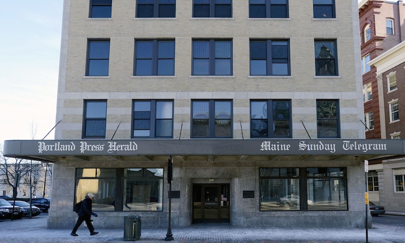 The old Portland Press Herald building at 390 Congress St. in Portland on Thursday, Feb. 7, 2013. A boutique hotel planned for the former Portland Press Herald building may end up having a newspaper theme.