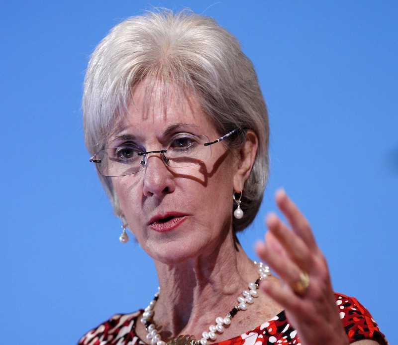 In this May 15, 2012 file photo, Health and Human Services Secretary Kathleen Sebelius speaks in Bethesda, Md. Facing a wave of lawsuits over what government can tell religious groups to do, the Obama administration on Friday proposed a compromise for faith-based nonprofits that object to covering birth control in their employee health plans. Sebelius said in a statement that the compromise would provide "women across the nation with coverage of recommended preventive care at no cost, while respecting religious concerns." (AP Photo/Jose Luis Magana, File)