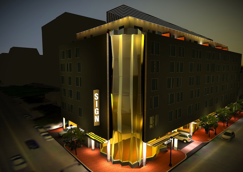 This artist rendering depicts the Hyatt Place Portland hotel, a seven-story hotel at Fore and Union streets that will also feature 1,000 square feet of ground-floor retail space.