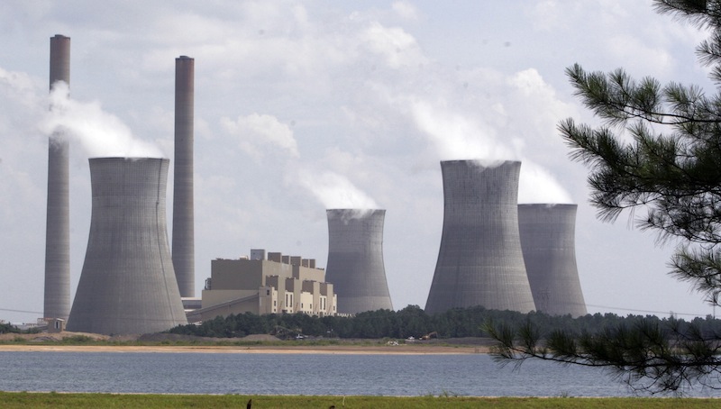 In this July 10, 2007, file photo, the coal-fired Plant Scherer in operation at Juliette, Ga. Nine northeastern and mid-Atlantic states including Maine agreed Thursday to strengthen existing limits on carbon dioxide emissions from power plants that burn fossil fuels. (AP Photo/Gene Blythe, File)