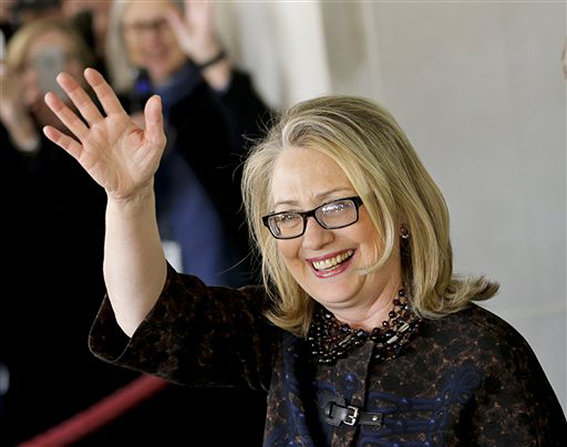 Outgoing Secretary of State Hillary Rodham Clinton waves as she leaves the State Department in Washington, Friday for last time as America's top diplomat. In four years, Clinton has traveled nearly 1 million miles to meet with leaders in more than 100 countries.
