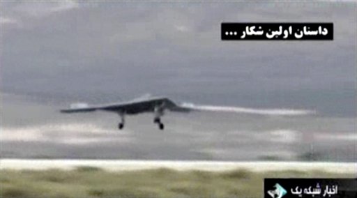 This undated image taken from video broadcast on Iranian state television purports to show a U.S. drone landing in Kandahar, Afghanistan. Iran's state TV broadcast the footage on Thursday.