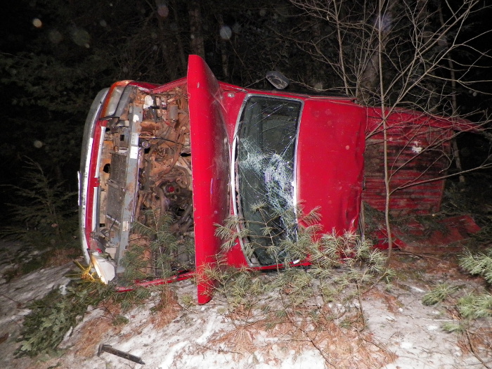 The 1993 Ford pickup truck that rolled over after a high-speed pursuit through Belgrade Saturday evening.