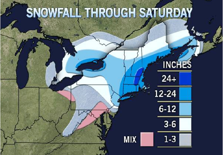 AccuWeather's forecast for snow accumulations.