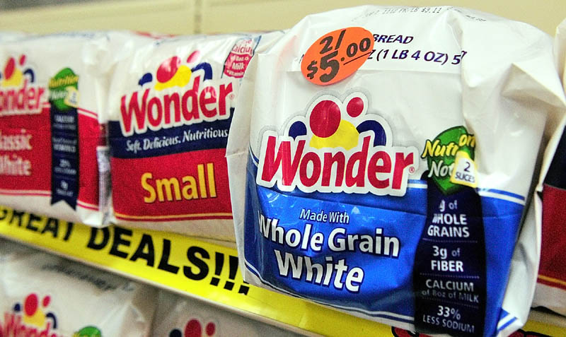 In this November 2012 file photo, Wonder bread is on sale at the J.J. Nissen Hostess Bakery Outlet in Augusta. A person familiar with the situation says a bid by Flowers Foods to buy Wonder and several other bread brands from bankrupt Hostess was met with no competing offers.