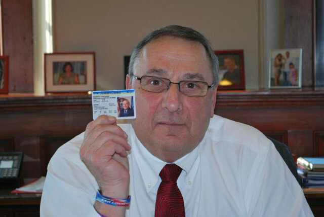 Gov. Paul LePage displays his concealed-carry permit in a photo posted to his Twitter account Thursday afternoon. "If newspapers would like to know who has concealed weapons permits, then they should know the governor has his," LePage tweeted.