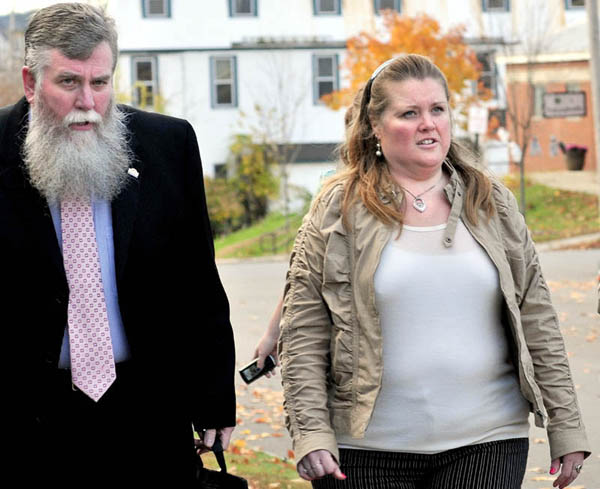 In this October 2012 file photo, Amanda Huard and attorney John Youney enter Skowhegan District Court on Monday for a hearing for her daughter Kelli Murphy, 11, who has been charged with manslaughter in the death of Brooklyn Foss-Greenaway.