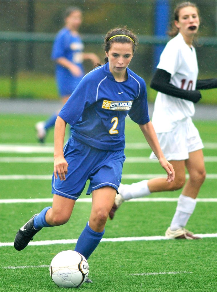Falmouth's Caitlin Bucksbaum dribbles the ball in this 2011 photo.