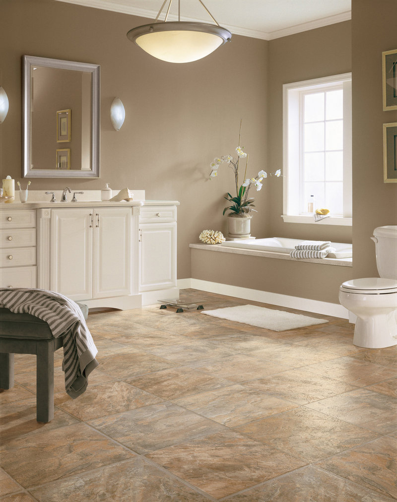 Vinyl is water-resistant and easy to clean, making it ideal flooring for bathrooms.