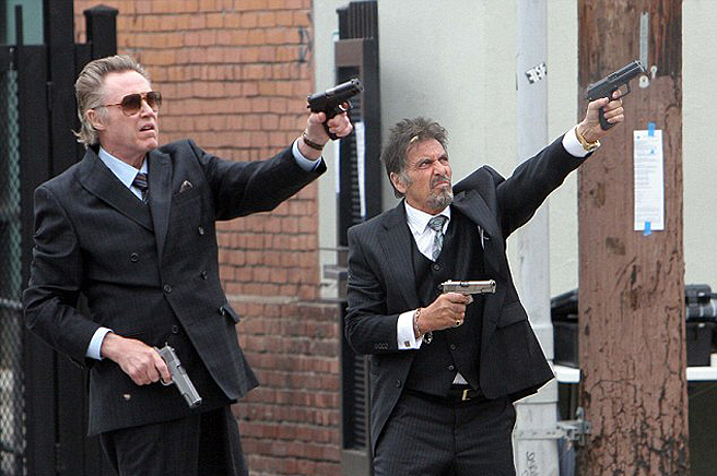 Christopher Walken, left, and Al Pacino run afoul of a grudge-toting mob boss in “Stand Up Guys.”