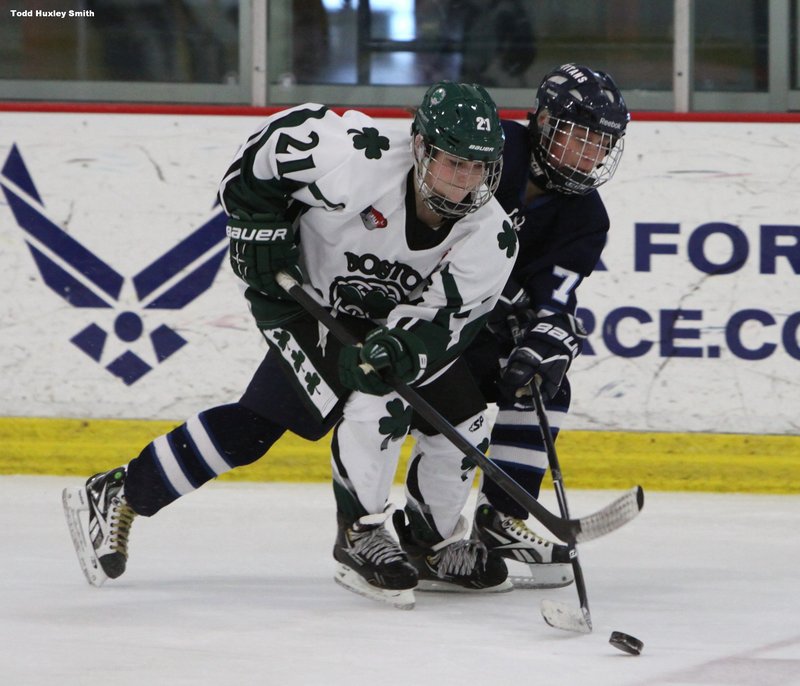 Dakotah Clement, left, a high-school ice hockey player from Berwick, left her home and school in Maine to join the Boston Shamrocks hoping to attract attention from colleges.