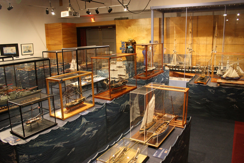 Model ships on display at the USS Constitution Museum in Boston.