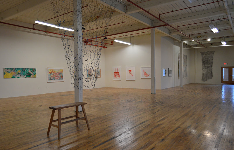 Installation view of Cynthia Davis’ mixed-media exhibition at Coleman Burke Gallery in Brunswick.