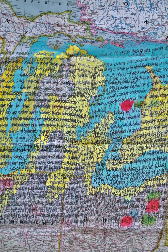 “Writing, Page from Atlas With/In,” 2011, ink, gouache on paper.