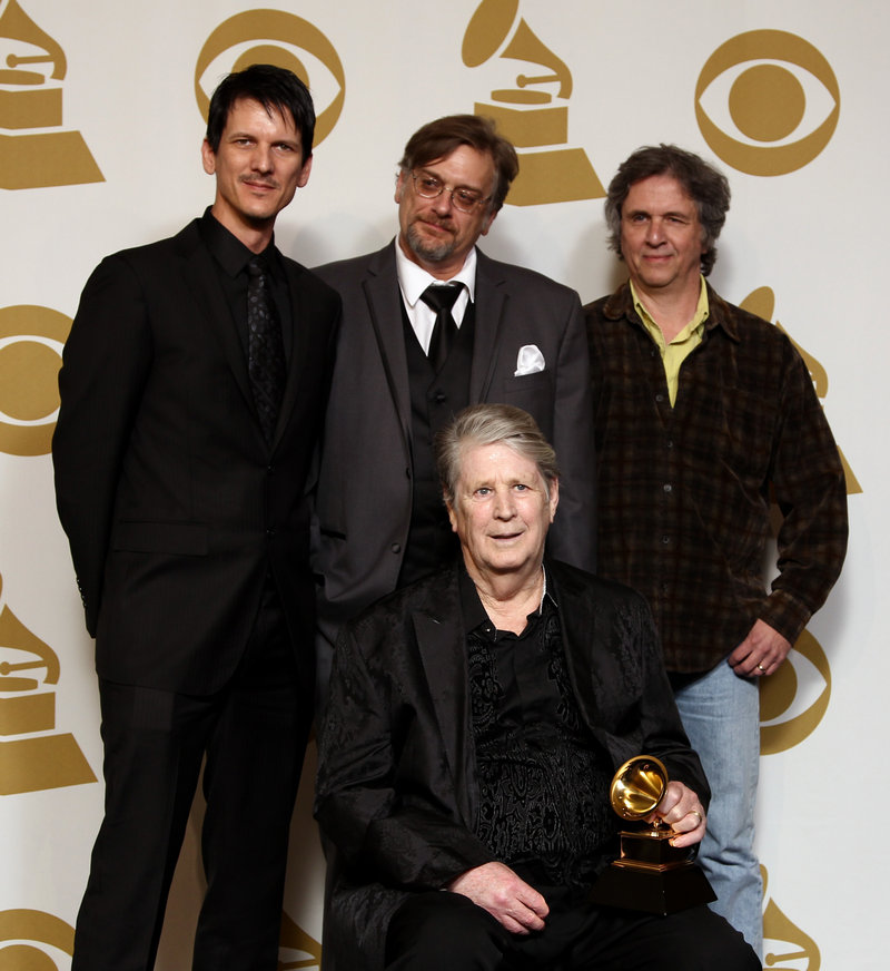 Brian Wilson, front, with, from left, Dennis Wolfe, Alan Boyd, and Mark Linett.