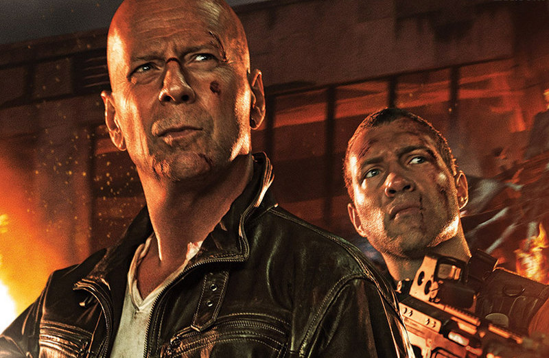 Bruce Willis, left, and Jai Courtney are father and son John and Jack McClane in the latest in the “Die Hard” action series, “A Good Day to Die Hard.”