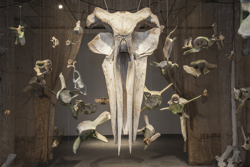 The DenDantos’ “BUMP” exhibit is made of suspended whale bones.
