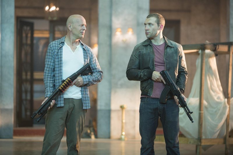 Bruce Willis and Jai Courtney play father-and-son McClanes – John and Jack – in the latest installment of the “Die Hard” action series, “A Good Day to Die Hard.”