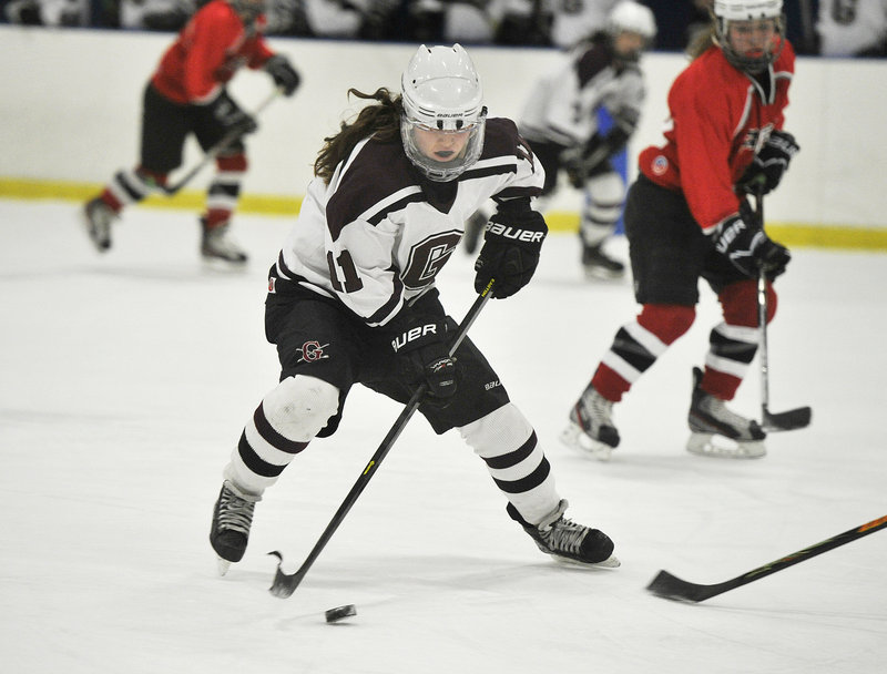 Mary Morrison, a sophomore defenseman, has emerged as a top scoring threat for Greely, which is seeking its second straight state title.