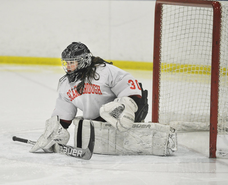 Devan Kane, who made 38 saves when Scarborough played to a 2-2 tie against Greely in the regular season, is one of the major reasons the Red Storm have allowed only 11 goals.