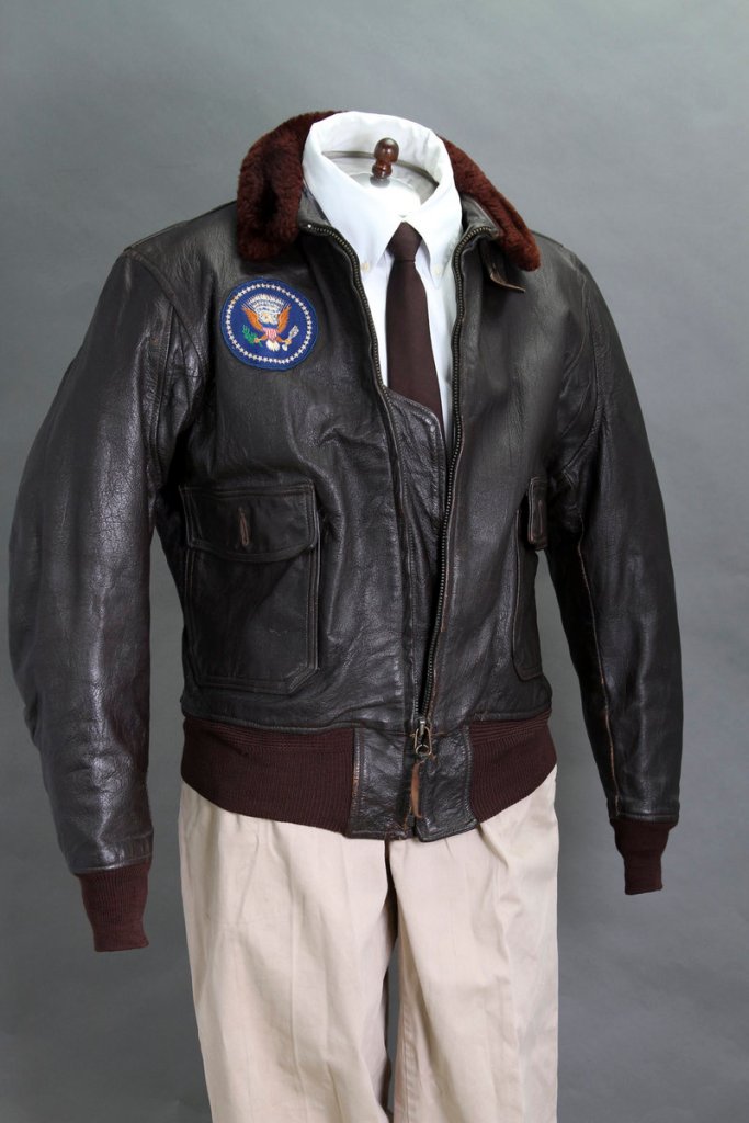 his 2012 file photo provided by John McInnis Auctioneers shows late President John F. Kennedy's Air Force One leather bomber jacket, which sold for $570,000 at an auction on Sunday, Feb. 17, 2013. The jacket is part of a collection of John F. Kennedy memorabilia from the family of David Powers, a former special assistant to the president, that fetched almost $2 million at Sunday's auction at John McInnis Auctioneers in Amesbury, Mass. (AP Photo/John McInnis Auctioneers, Matthew Bourgeois, File)