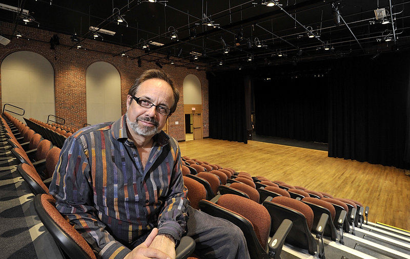 Kent Stephens in the new Star Theatre, which occupies the cafeteria and gymnasium of the former Frisbee School in Kittery. Stephens wlll christen the theater next month with “Cape May,” which was written by Patricia Lynch, his wife and the executive director of The Music Hall in Portsmouth, N.H.