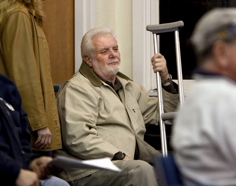 Public Works Director Bill Robertson attends an Old Orchard Beach Town Council meeting Tuesday, where a debate touched on his alleged threat to shoot the town manager.