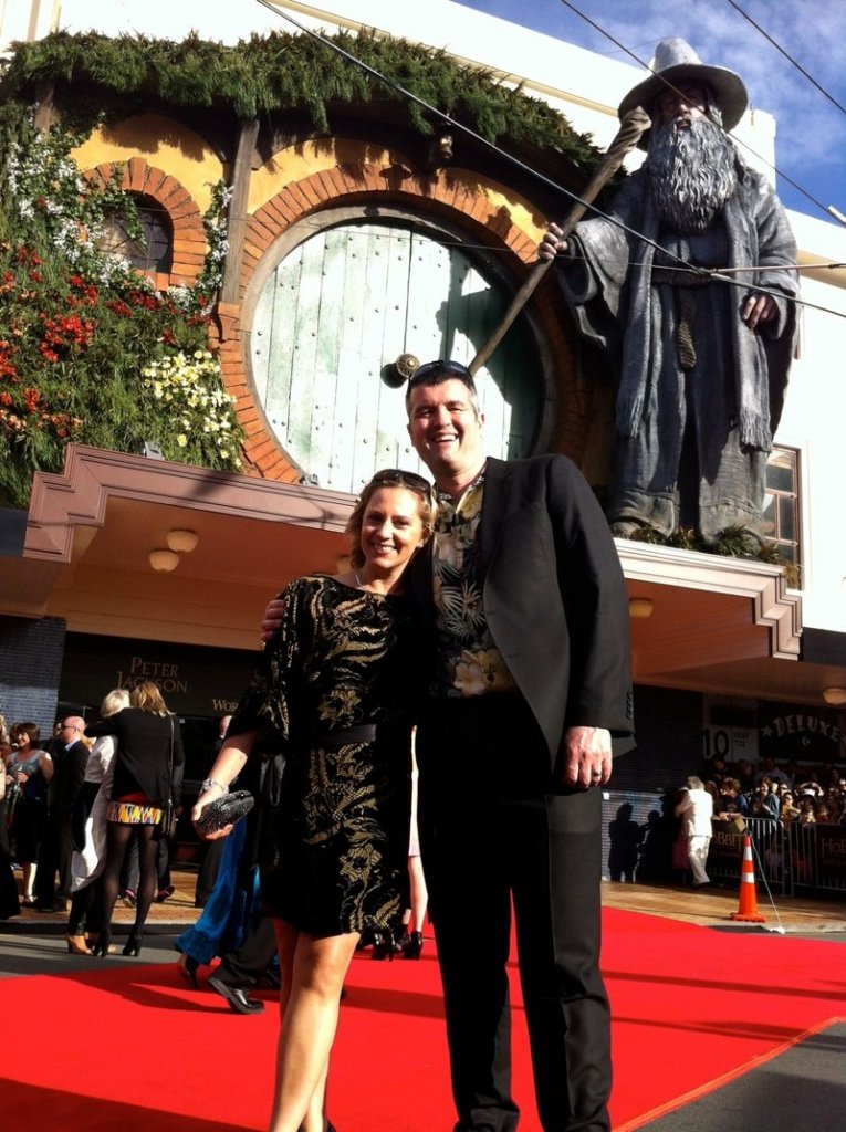 Eric Saindon and his wife, Beth, at the premiere of “The Hobbit: An Unexpected Journey” in Wellington, New Zealand.