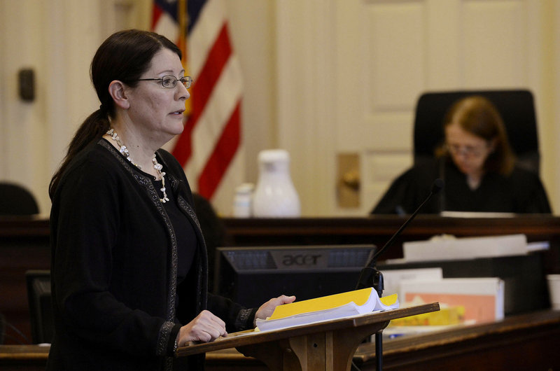 York County Deputy District Attorney Justina McGettigan delivers her opening statements on Wednesday, Feb. 20, 2013.