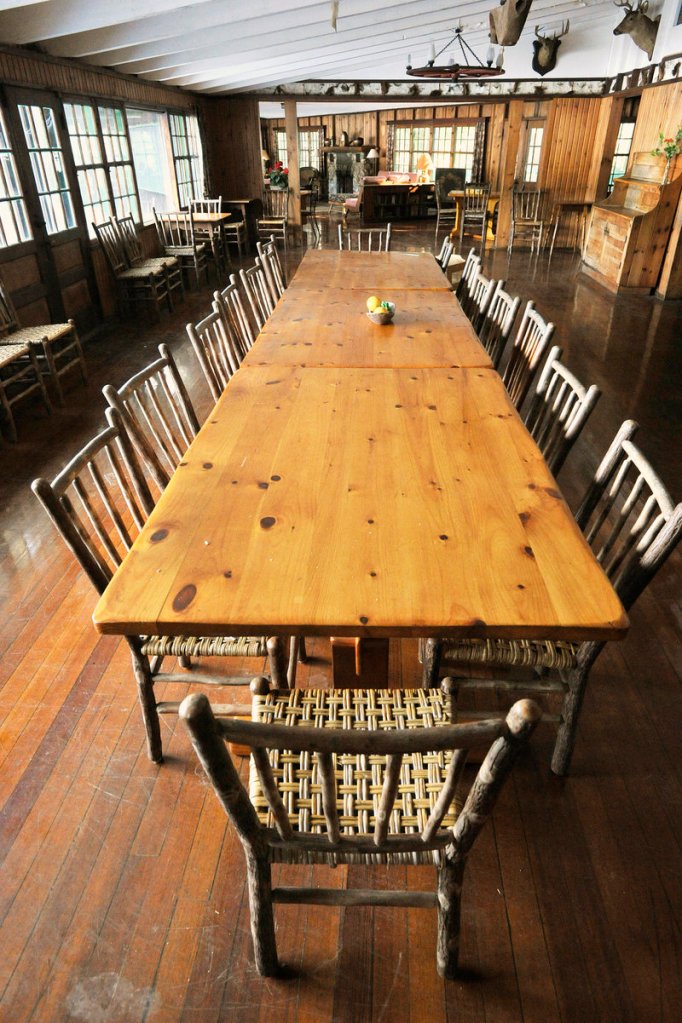 The dining room table in the lodge, where families gathered to share meals.
