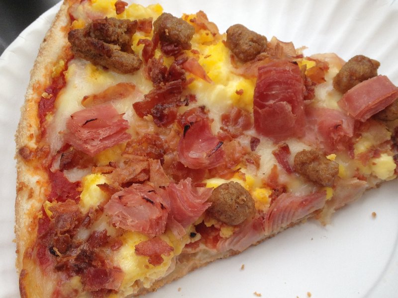 The breakfast pie is an addictive mix of meats, cheese and scrambled eggs.