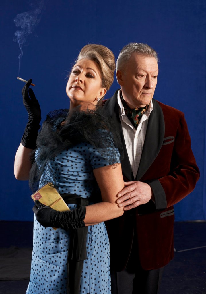 Carol Halstead and Edmond Genest as Carlotta Gray and Sir Hugo Latymer.