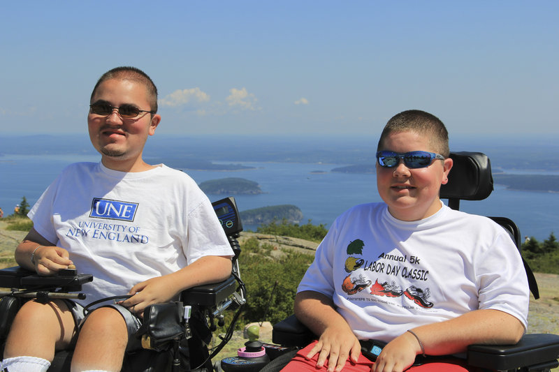 Matthew Denger, 20, and his brother, Patrick, 18, on Cadillac Mountain on Mount Desert Island, Maine in August 2012.