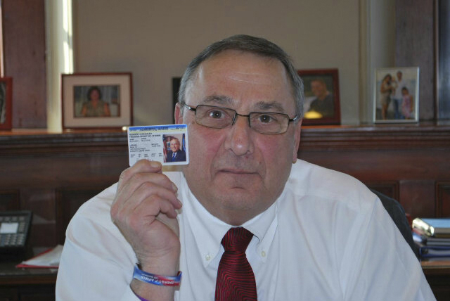 Gov. Paul LePage's Twitter account linked to this photo of him holding up his concealed weapon permit during a controversy about requests for public gun data.