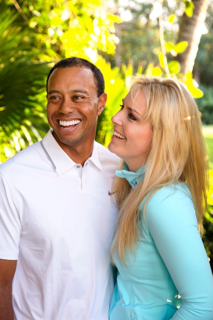 In this 2013 photo provided by Tiger Woods and Lindsey Vonn, golfer Tiger Woods and skier Lindsey Vonn pose for a portrait. Two months after rumors began circulating in Europe, Woods and Vonn posted separate items on their Facebook pages Monday, March 18, 2013, to announce their relationship. (AP Photo/Courtesy Tiger Woods/Lindsey Vonn)