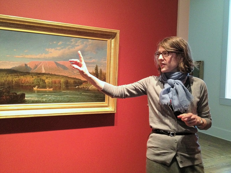 Colby College Museum of Art director Sharon Corwin leads a tour of the Lunder Pavilion in March 2013.