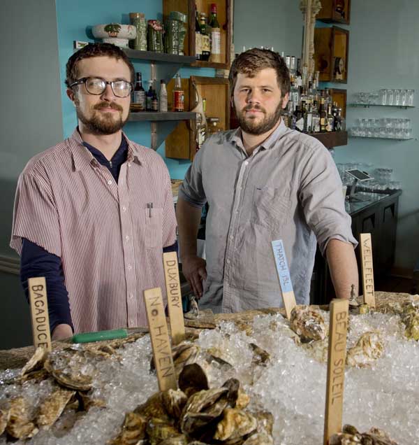 Mike Wiley, left, and Andrew Taylor, chefs and owners of Eventide Oyster Co., are winners of Food & Wine Magazine's Best New Chef award.