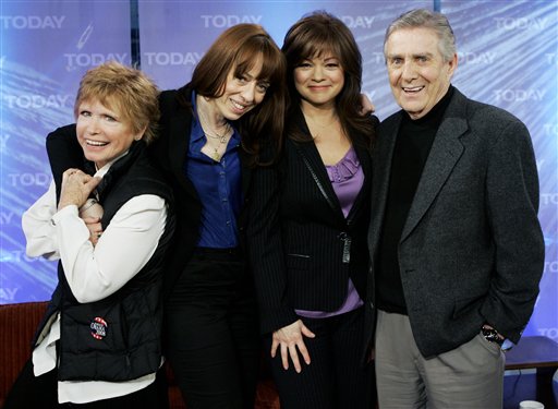 Bonnie Franklin, left, MacKenzie Phillips, Valerie Bertinelli and Pat Harrington of the 1970s sitcom "One Day at a Time" appear on NBC's "Today" show in this 2008 photo.