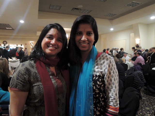 Priya Nayarajan, a teacher at Deering High School, and her friend Ruchi Kaushik, of Scarborough.