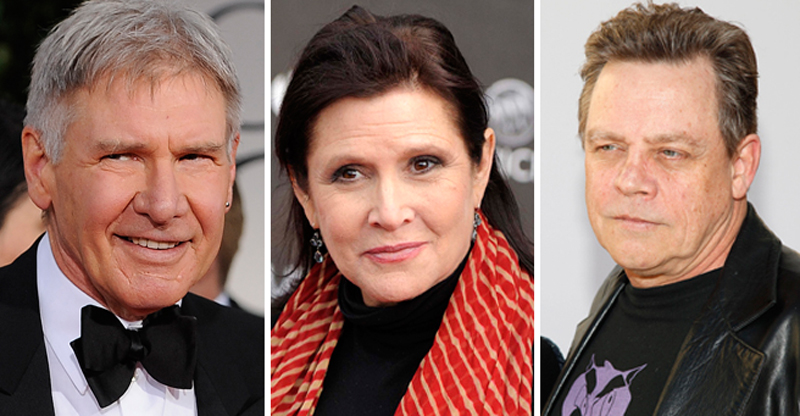 Harrison Ford, Carrie Fisher and Mark Hamill today.
