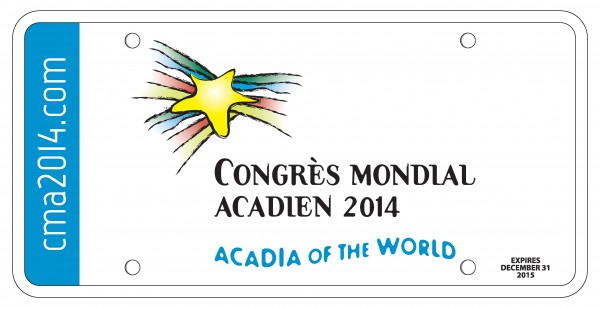 The cost of the commemorative plates is $25, with $16 designated to support the World Acadian Congress. The plate can be displayed over a vehicle's front license plate through 2015.