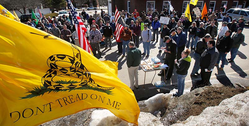 About 175 people attend a rally protesting gun control legislation and supporting gun rights in Wiscasset on Saturday. The rally was organized by Jessica Beckwith of Lewiston, who is forming the Maine Gun Rights Coalition.