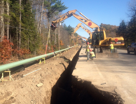 (FILE) A natural gas pipeline under construction along Route 17 in Windsor by Maine Natural Gas.