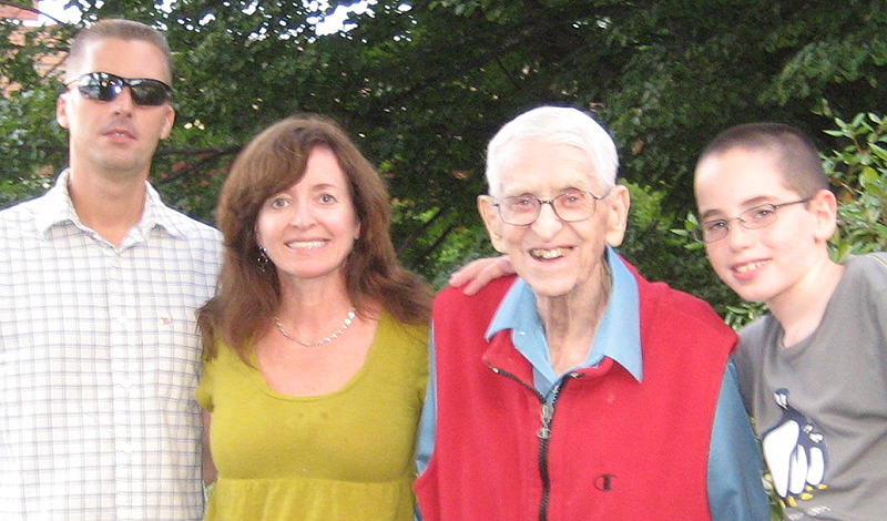 Henry “Bud” Griffin with family members in Yarmouth. From left are John DeSilvia, his daughter’s boyfriend; Rosanne Griffin, Henry and Hunter Kremin, his grandson.
