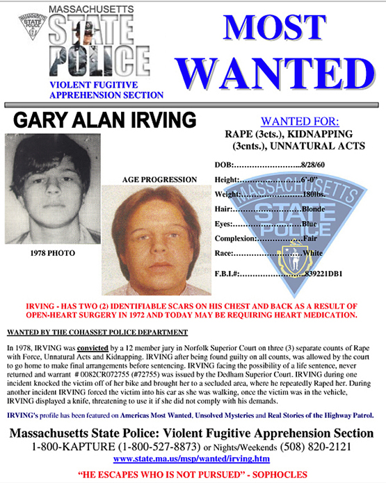 Gary Allen Irving, who is now in his 50s, has been on the Massachusetts Top 10 Most Wanted list for decades.