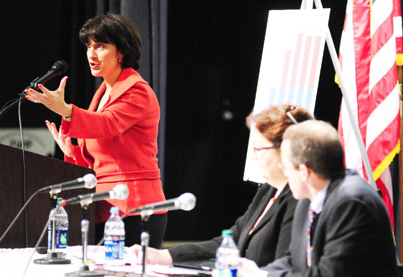 Jeanne Allen, of the Center for Education Reform, speaks during Governor's Conference on Education: Putting Students First on Friday March 22, 2013 at Cony High School in Augusta.