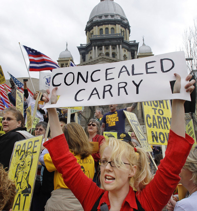 Gun owners have been quick to push back when they believe their rights are in jeopardy. John Mayer of Vestal, N.Y., attends a rally outside New York’s Capitol in Albany in February.